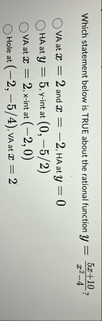 Which statement below is TRUE about the rational