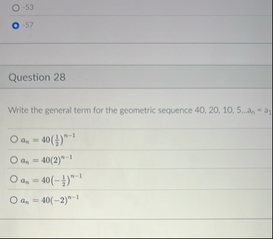 - 5 3 - 5 7 Question 2 8 Write the general term