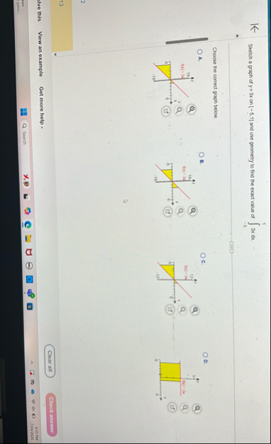 Sketch a graph of y = 3 x on - 5 , 1 and use