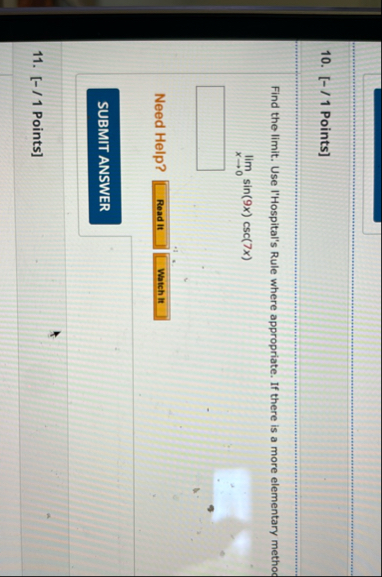 [ - / 1 Points ] Find the limit . Use