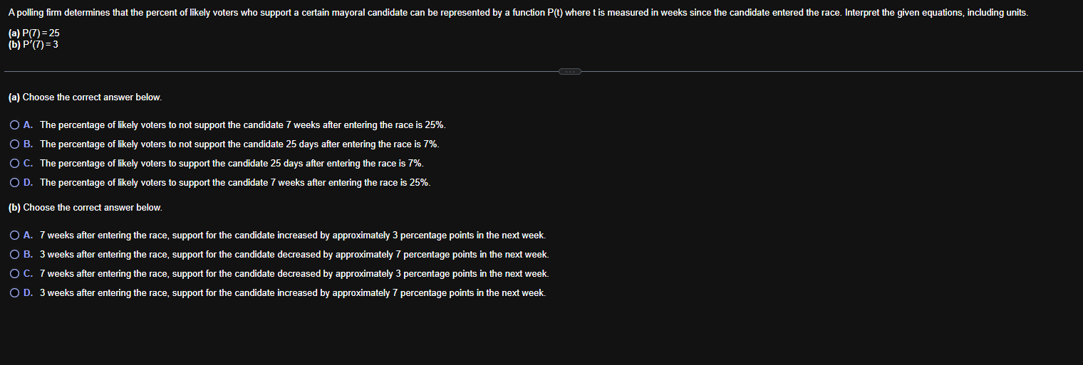 ( a ) \ ( \ mathrm { P } ( 7 ) = 2 5 \ ) ( b ) \