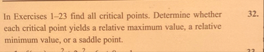 In Exercises 1 - 2 3 find all critical points.