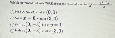 Which statement below is TRUE about the rational