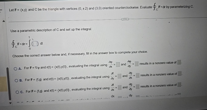 Let F = ( : x , y : ) and C be the triangle with