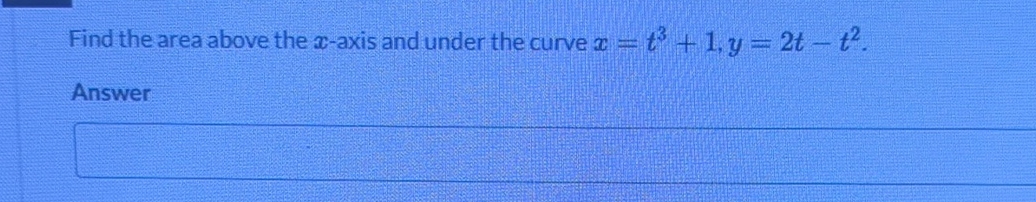Find the area above the x - axis and under the