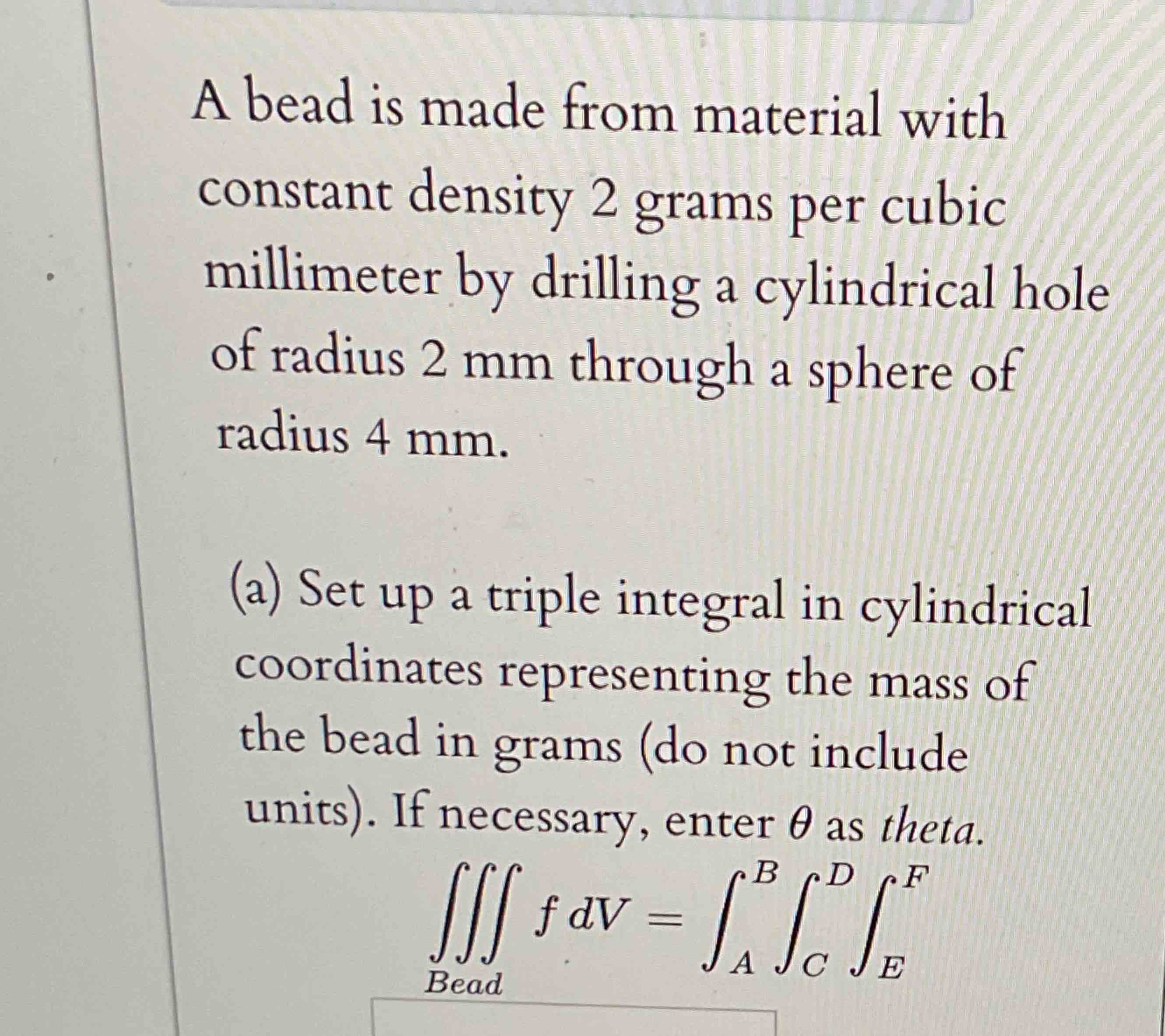 A bead i s made from material with constant