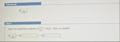 Exercise ( 0 ) l n ( 1 2 0 0 ) Step 1 Apely the