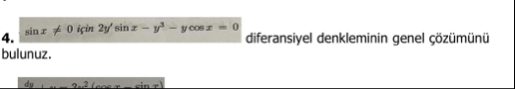 s i n x 0 i in 2 y ' s i n x - y 3 - y c o s x =