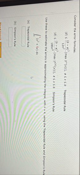 Consider the error formulas. | E | ( b - a ) 3 1