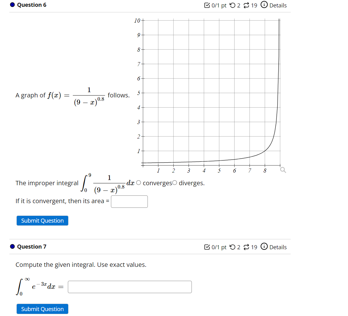 A graph o f f ( x ) = 1 ( 9 - x ) 0 . 8 follows.