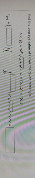 Find the average value of f over the given