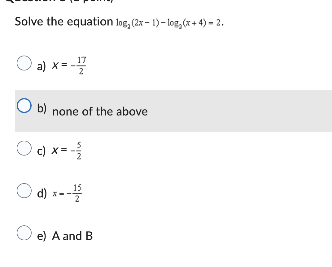 Solve the equation l o g 2 ( 2 x - 1 ) - l o g 2