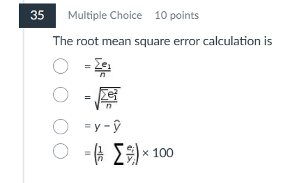 The root mean square error calculation i s = ? ?