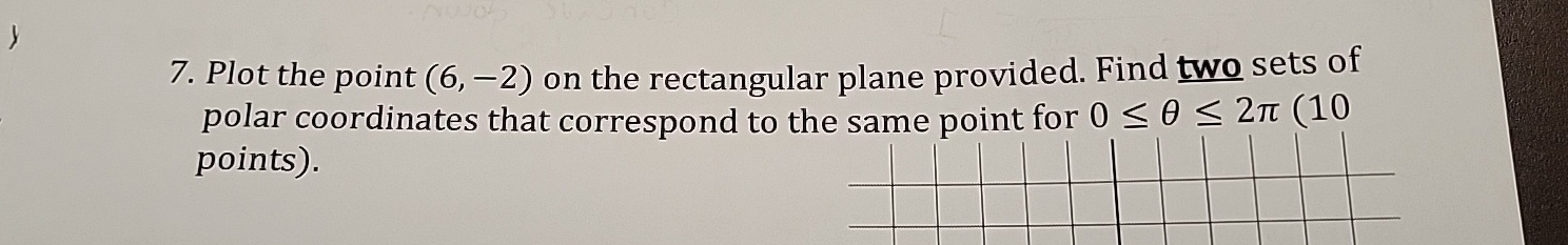 Plot the point ( 6 , - 2 ) on the rectangular