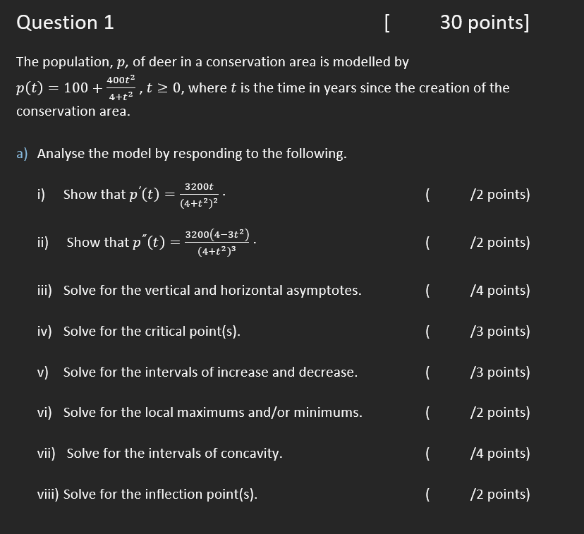 Analyse the model b y responding t o the