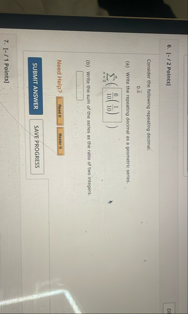 [ - / 2 Points ] Consider the following repeating