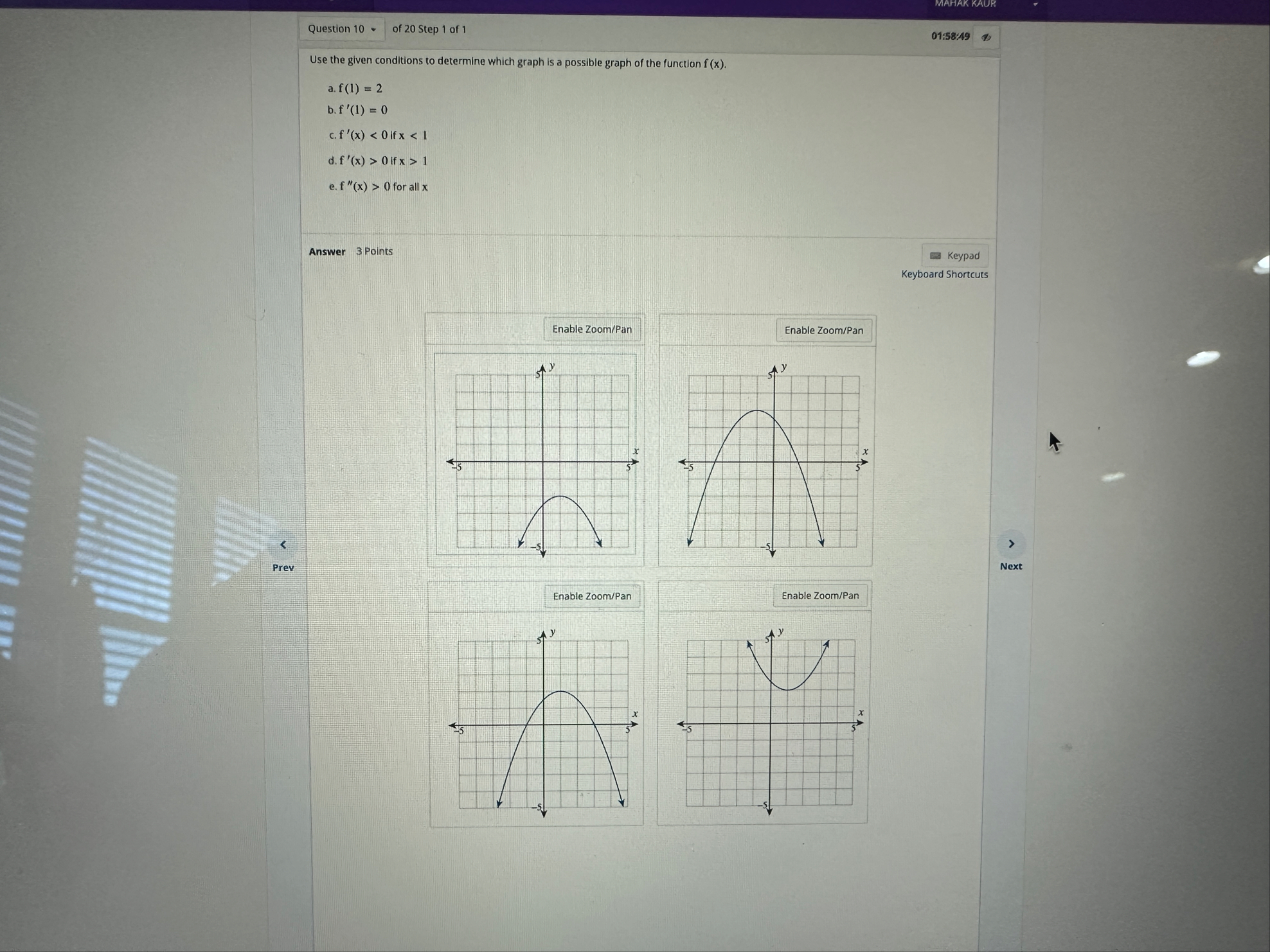 Question 1 0 - of 2 0 Step 1 of 1 0 1 5 8 8 : 4 9