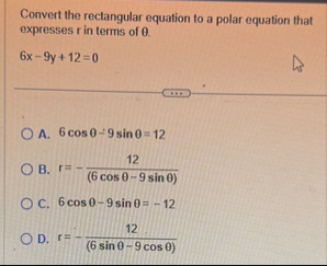 Convert the rectangular equation to a polar