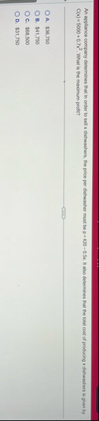 An appliance company determines that in order to