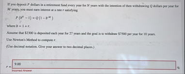 If you deposit P dollars in a retinement fund