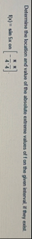 Determine the location and value of the absolute