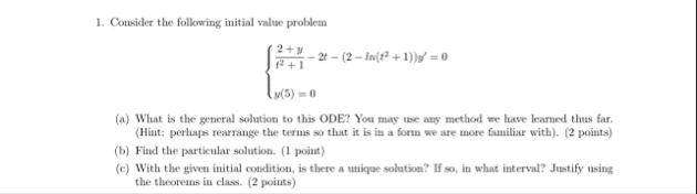 Consider the following initial value problem 2 y