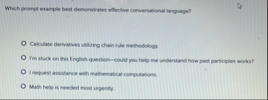 Which prompt example best demonstrates effective