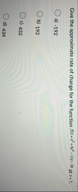 Give the approximate rate of change for the