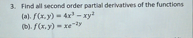 Find all second order partial derivatives of the