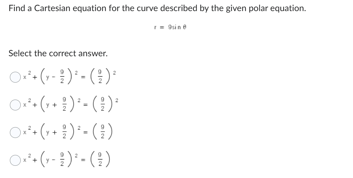 Find a Cartesian equation for the curve described