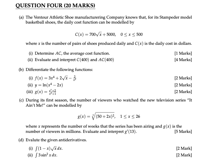 QUESTION FOUR ( 2 0 MARKS ) ( a ) The Ventour