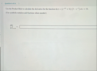 Question 5 of 1 1 Use the Product Rule to