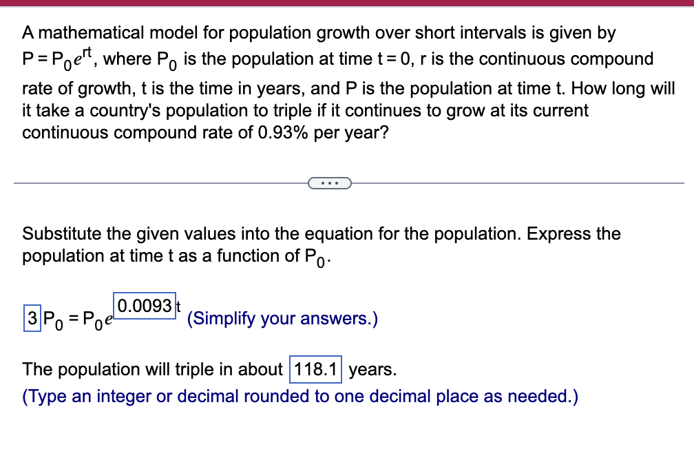 A mathematical model for population growth over