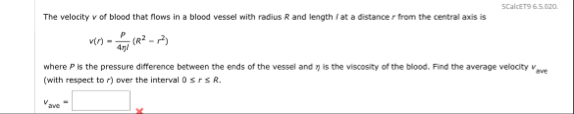 SCalcET 9 6 . 5 . 0 2 0 . The velocity v of blood