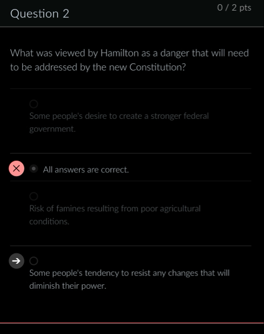 Question 2 0 / 2 pts What was viewed by Hamilton