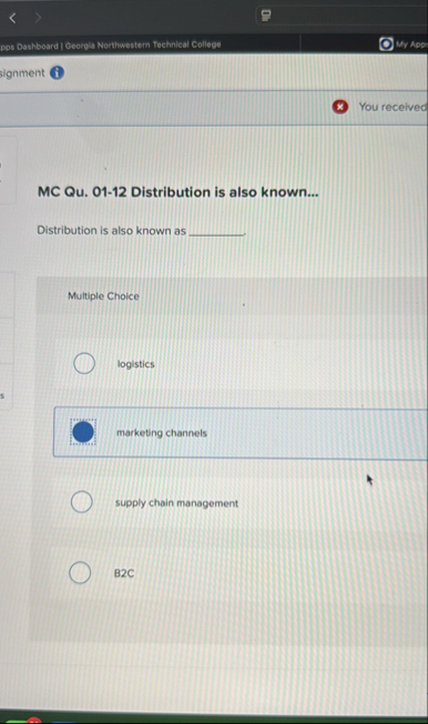 You received MC Qu . 0 1 - 1 2 Distribution is