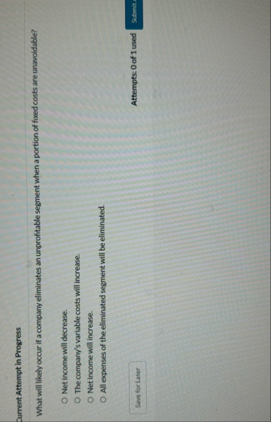 Durrent Attempt in Progress What will likely