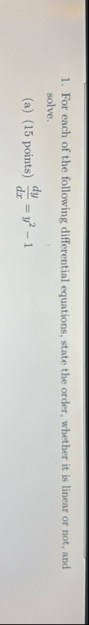 For each of the following differential equations,