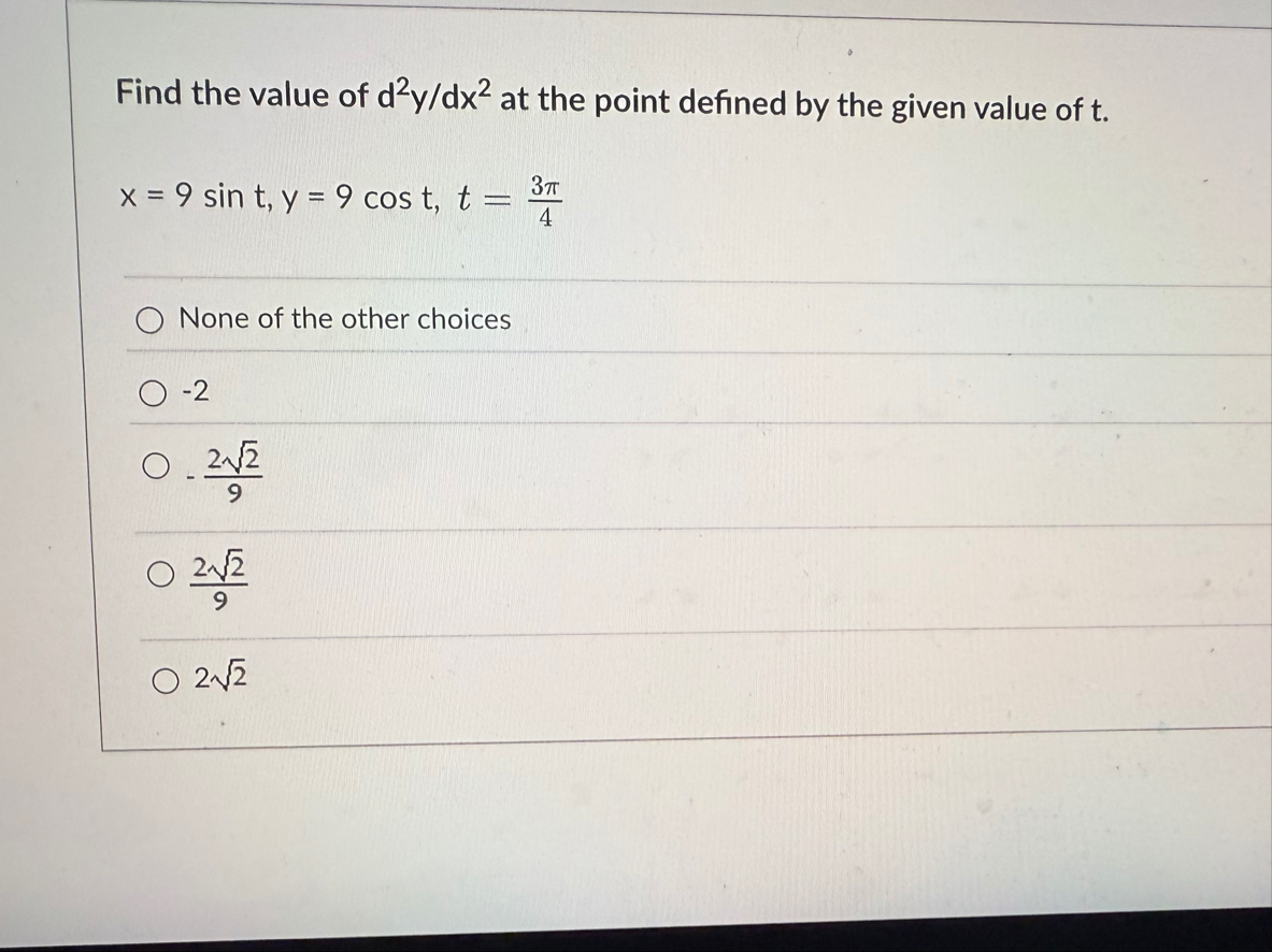 Find the value of d 2 y d x 2 at the point