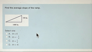 Find the average slope of the ramp. Select one: A
