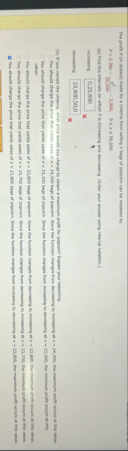 The profit P ( in dollars ) made by a cinema from