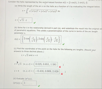 Consider the helix represented by the vector -