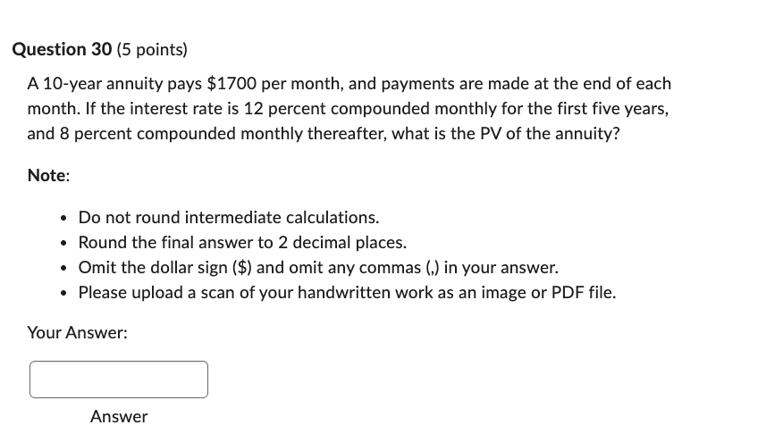 A 1 0 - year annuity pays $ 1 7 0 0 per month,