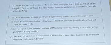 In the Rapid - Fire Fullilment case, Zars had