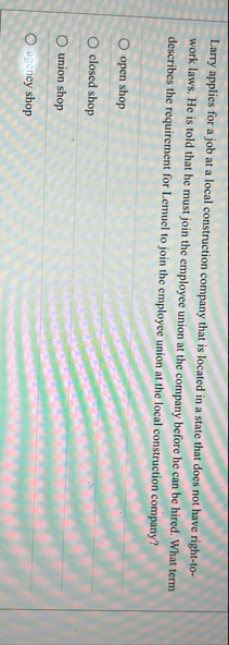 Larry applies for a job at a local construction