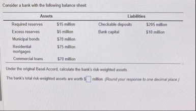 Consider a bank with the following balance sheet: