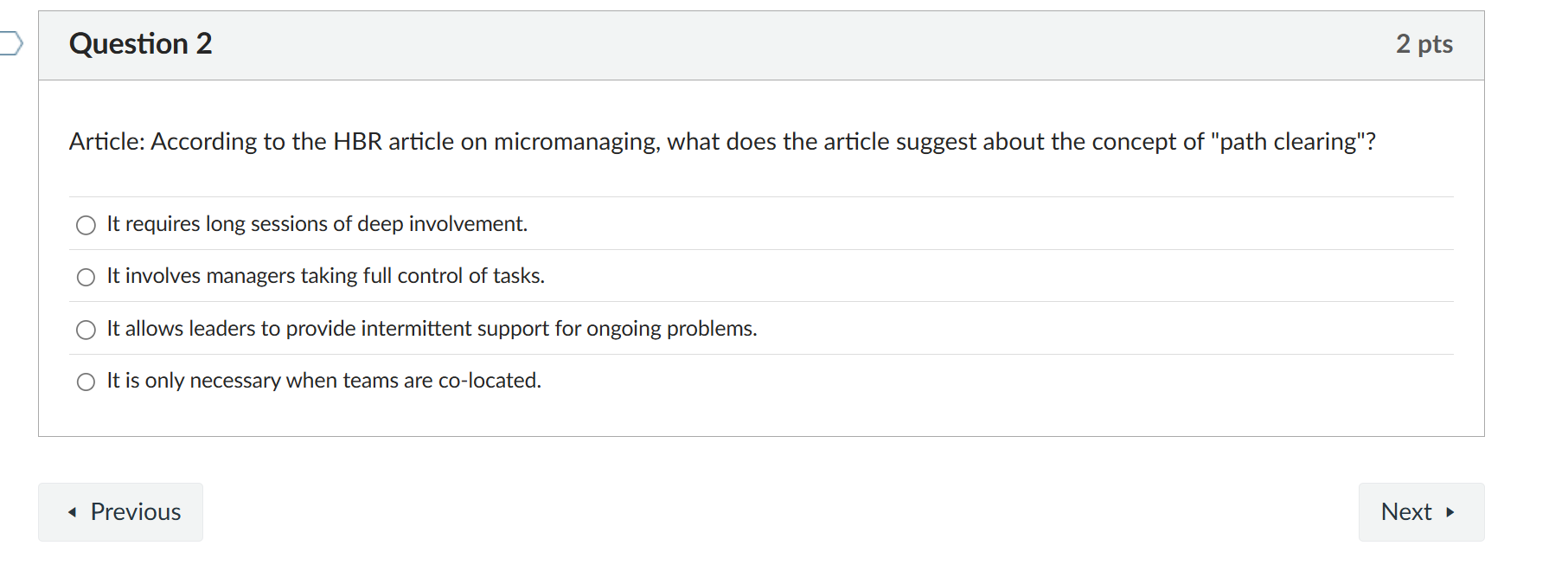 Question 2 Article: According to the HBR article