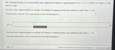 The slopping distance for an automobile ( affer