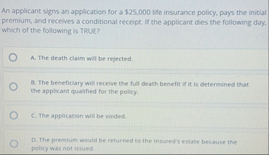 An applicant signs an application for a $ 2 5 , 0