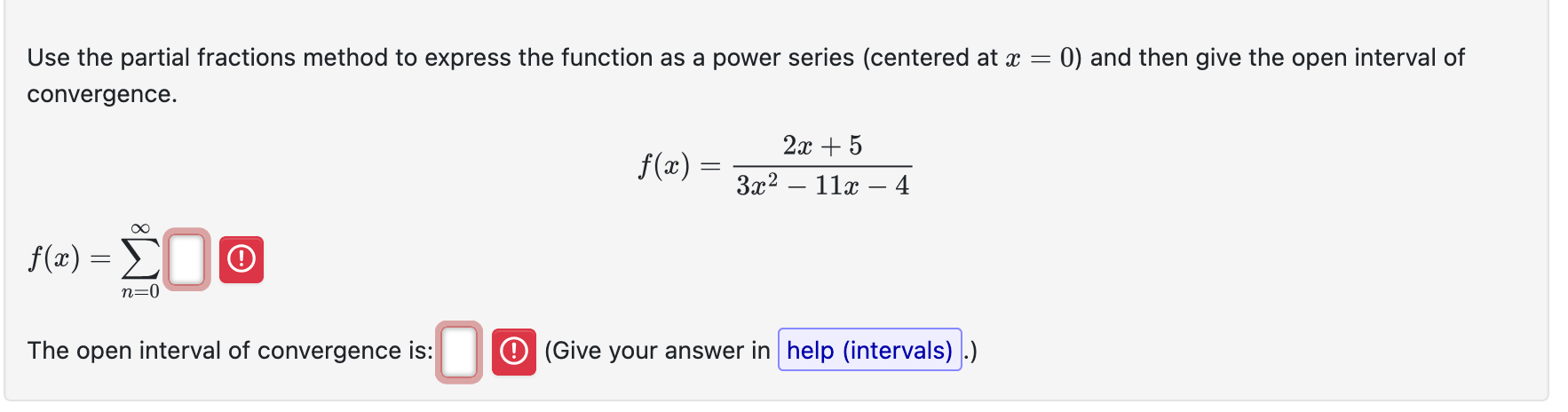 x = 0 f ( x ) = 2 x + 5 3 x 2 - 1 1 x - 4 f ( x )
